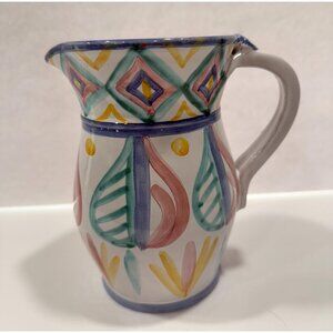 Majolica Pitcher Vase  | Made In Italy Italian | Hand Painted Paster CBB Pottery